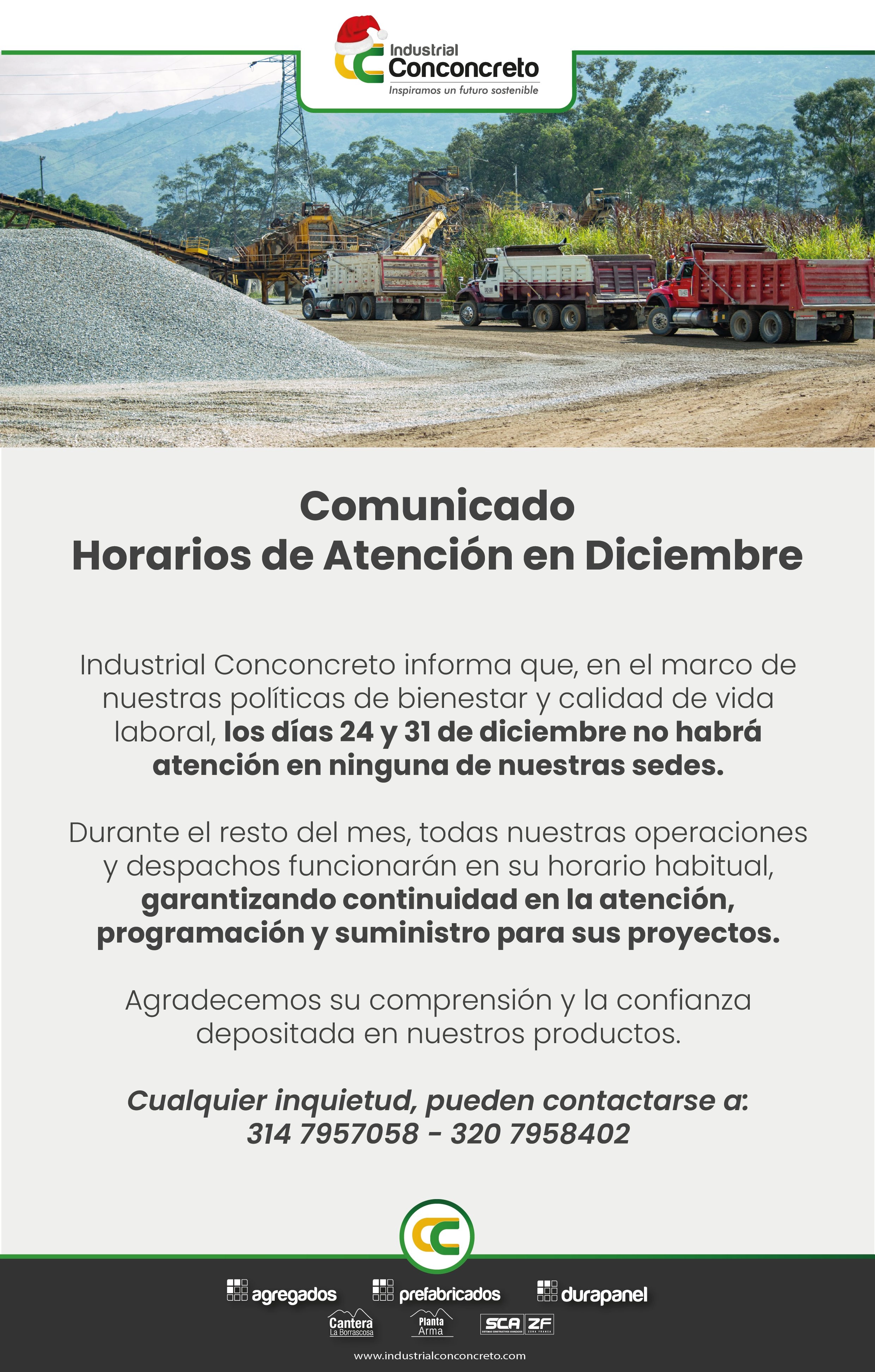 Comunicado clientes fechas especiales diciembre 2025